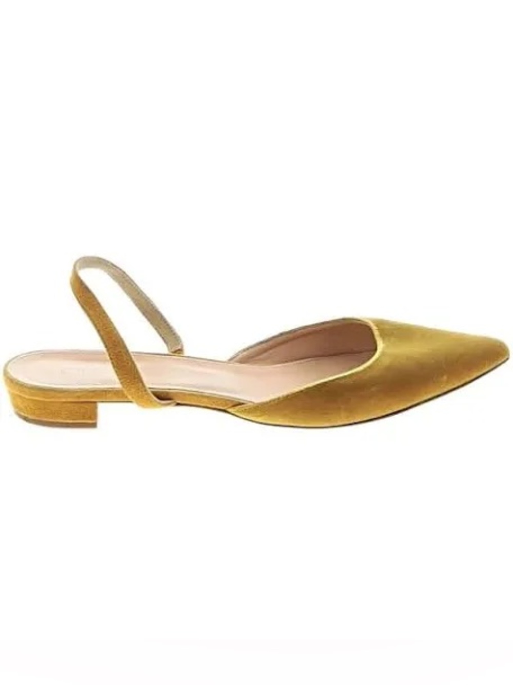 J.Crew Chartreuse Mustard Velvet Pointed Toe Slingback Flats Size 7